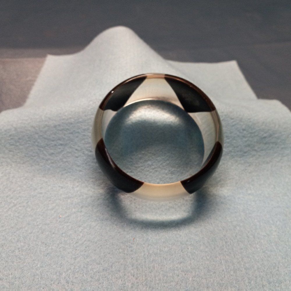 Clear And Black Triangular Design Lucite/Resin/Pl… - image 5